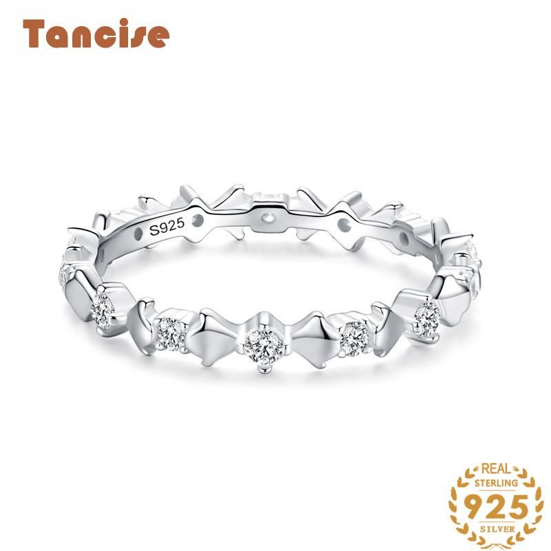  Tancise Classic Zircon Silver Ring Ladies Jewelry Wedding Promise Party Gift_voghion.com