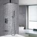 Matte Black 12 inches Rain Shower Faucet Sets with Waterfall Tub Spout and Handheld Shower Head_voghion.com