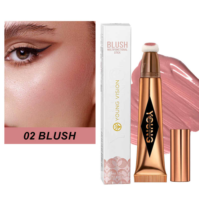 YOUNG VISION Cushion Contour Blush Highlighter Stick Multi-Color Liquid Blush Makeup Long-Lasting Natural Finish Portable Multi-Function Beauty Tool_voghion.com