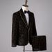 CT Men's Stage Performance Suit Set Velvet Gold Foil Trim Plus Size Singer Costume Evening Host Tuxedo_voghion.com
