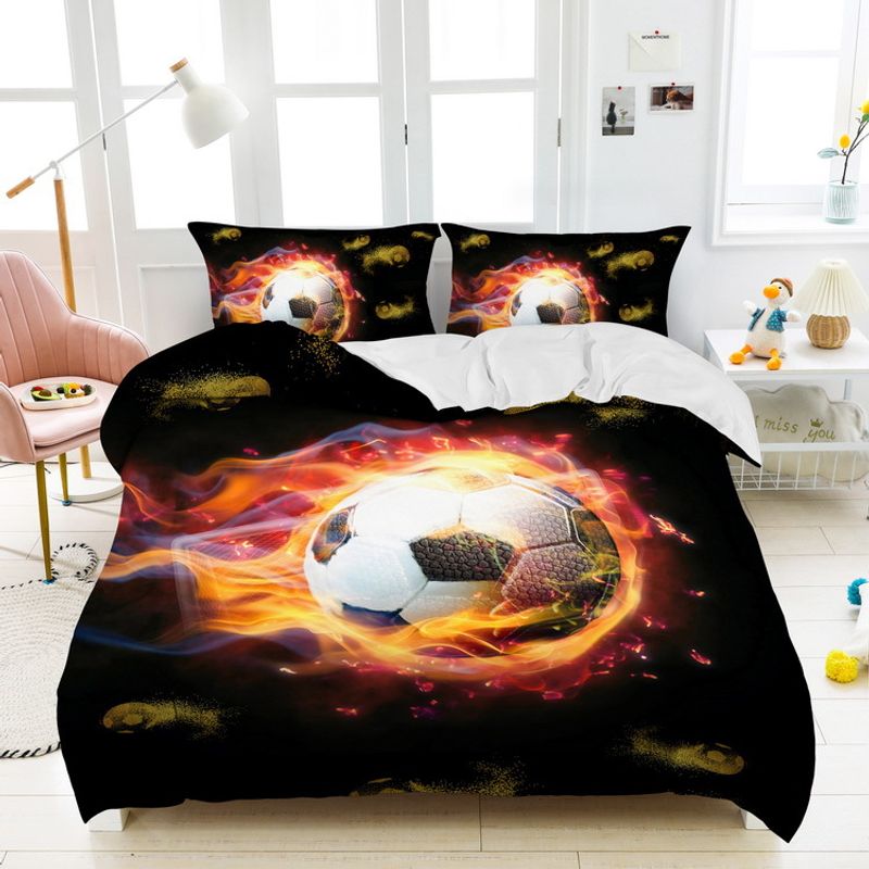 Juego de ropa de cama Champions Football, funda de edredón y funda de almohada, juego de tres piezas_voghion.com
