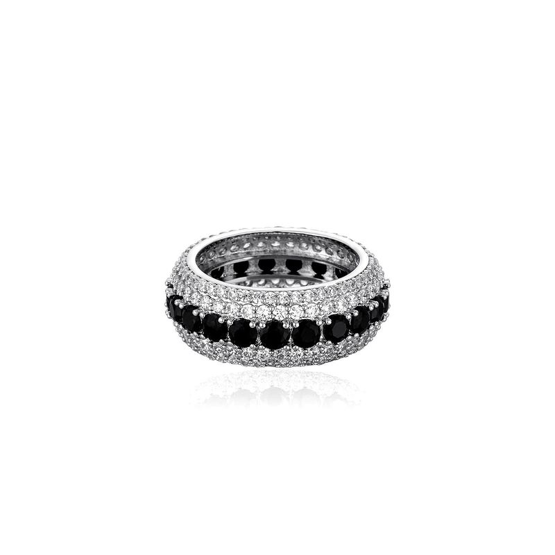 Bague Hip Hop en forme de cœur cubain plaquée or véritable, double rangée de zircons, 14 mm_voghion.com