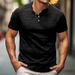 Unschlagbare Qualität 25 Mode Herren Kurzarm Button T-Shirt Henry Kragen Bambus Knoten Sommer Casual Solid Color Trendy Männer_voghion.com