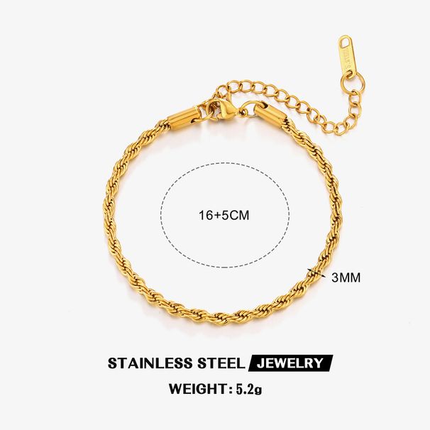 Modetrend Edelstahl Simple Twist Persönlichkeit Hip-Hop Nischendesign Vielseitiges Damenarmband_voghion.com