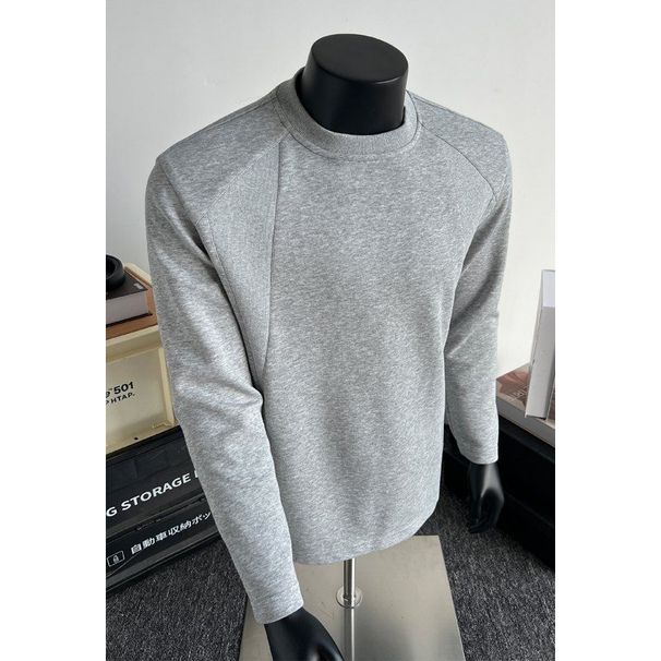 Felpa casual in cotone con stampa patchwork, tinta unita, manica lunga, vestibilità ampia e alla moda_voghion.com