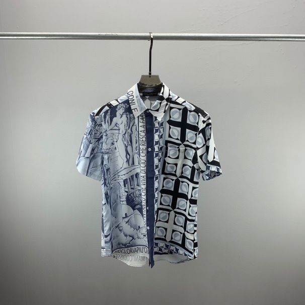 Trendy short sleeved shirt, unisex cardigan, digital printed top, versatile and casual_voghion.com