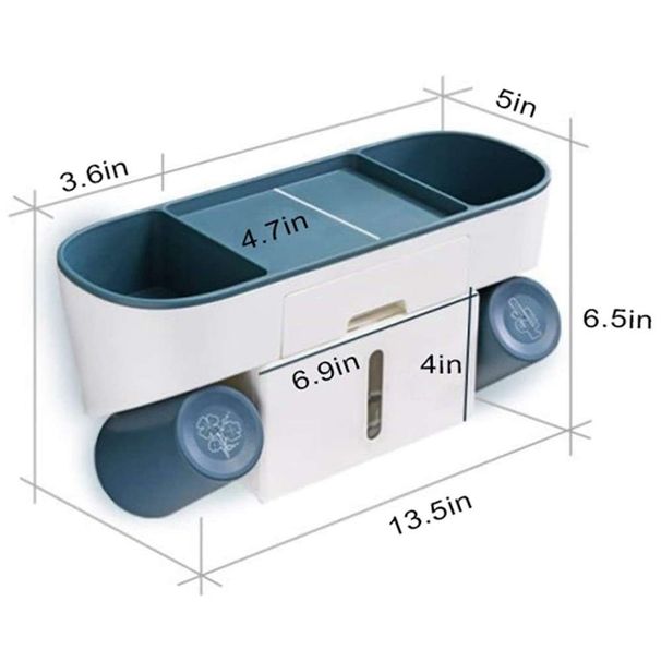 Multifunktionaler Zahnbürstenhalter zur Wandmontage – Zahnbürsten-Organizer mit Taschentuchbox, Kosmetik-Organizer und Handyfach_voghion.com