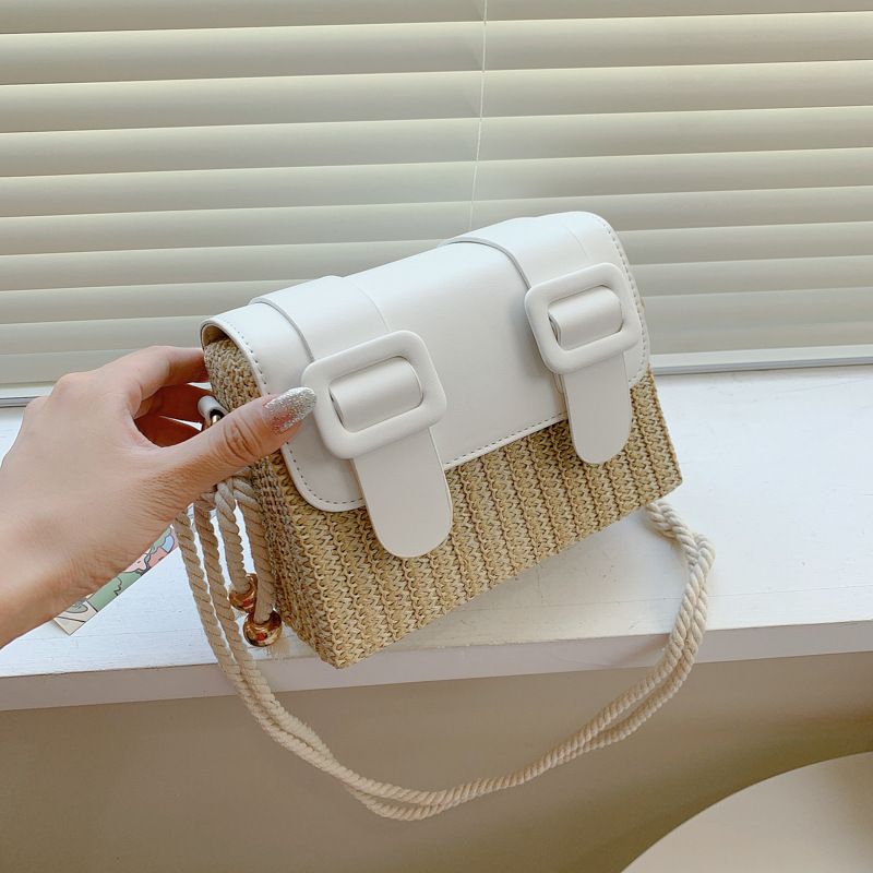 Borsa a tracolla da donna Borsa a mano Borsa a tracolla in paglia Borsa a tracolla da donna Piccola borsa quadrata da spiaggia per le vacanze_voghion.com