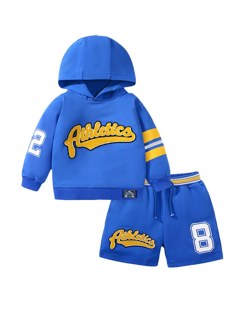 Kinderkleidung Herbst neuer Kinderpulloveranzug mit langen Ärmeln für Kinder zweiteiliger Anzug mit Buchstaben und Kapuzenpullover Kinderkleidung_voghion.com