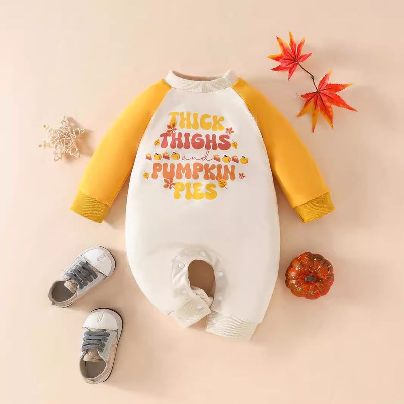 Macacão com estampa de letras para bebês e crianças pequenas – Conjunto de peça única em algodão macio para crianças de 0 a 18 meses – Fofo e confortável_voghion.com