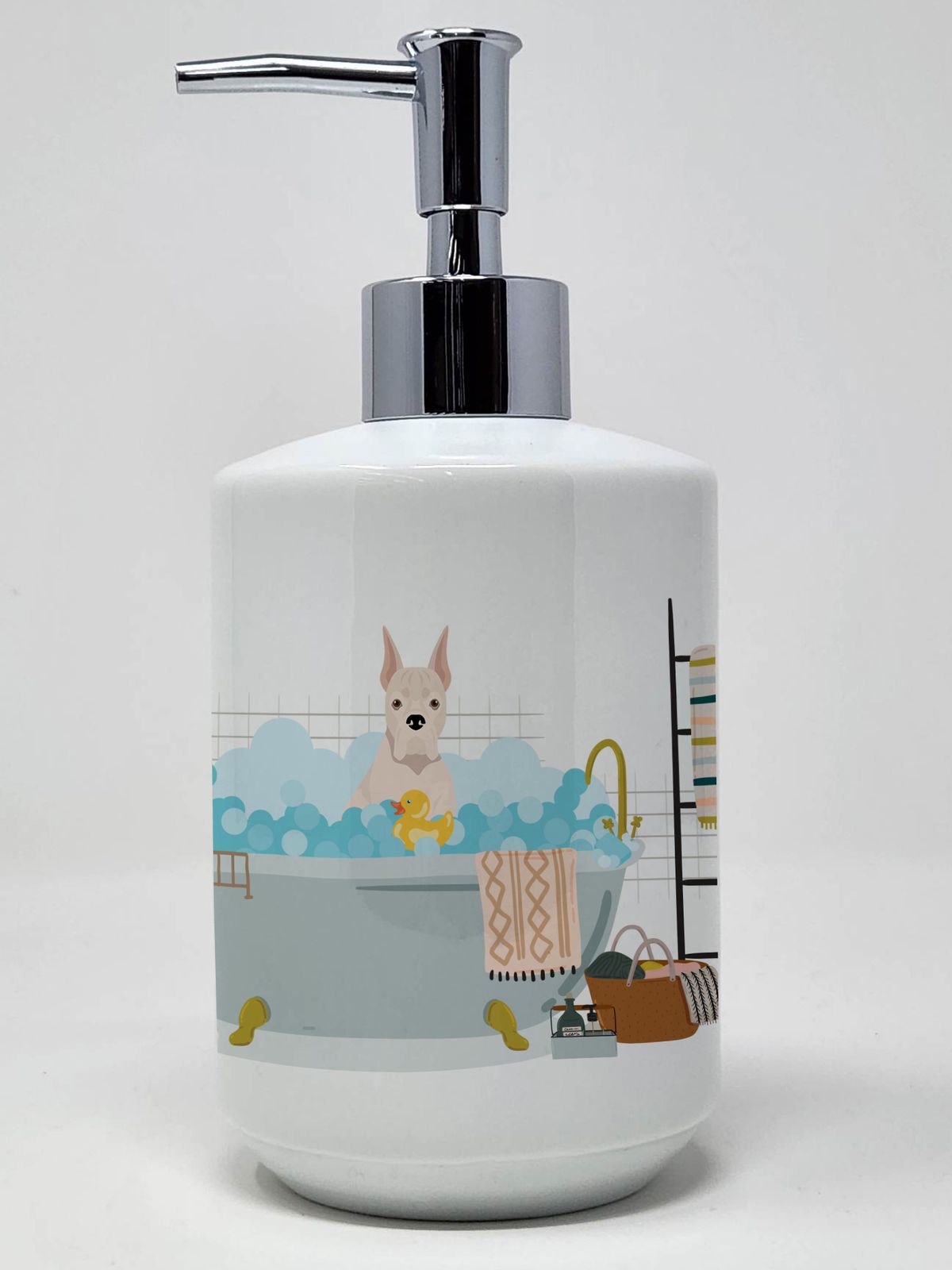 White Boxer Ceramic Soap Dispenser Hand Soap Dispenser Pump Bottles for Bathroom Kitchen, Empty Refillable Liquid Soap Container_voghion.com