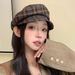 Gorra de vendedor de periódicos para mujer, nueva gorra octogonal de gran circunferencia de cabeza, moda de primavera y otoño de 2025._voghion.com