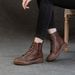 2025 New Cowhide Martin For Women Soft Leather Short Thick Sole Spring And Autumn Round Toe Lace-up Single Boots_voghion.com