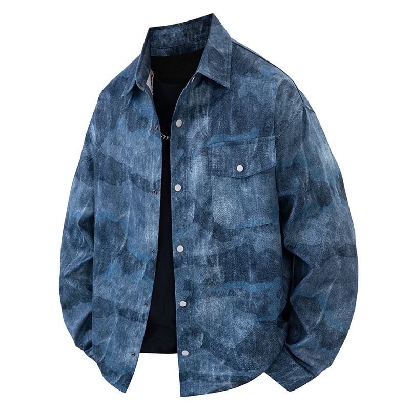 Camicia a maniche lunghe American Tie Dye da uomo in primavera e autunno, nuova giacca casual con colletto largo per uomo, fresca ed elegante_voghion.com