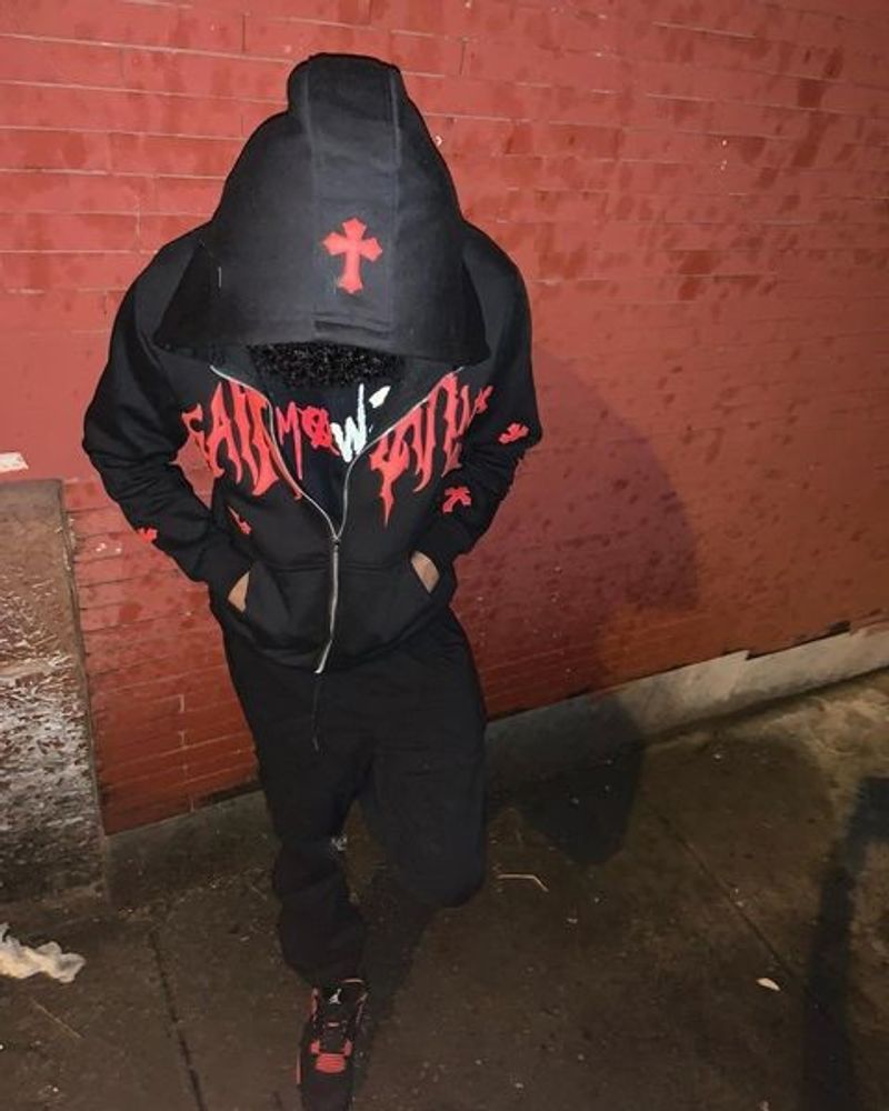 Ropa de hombre Sudaderas estilo oscuro sudaderas con capucha Pareja gótica sudadera con cremallera de gran tamaño_voghion.com