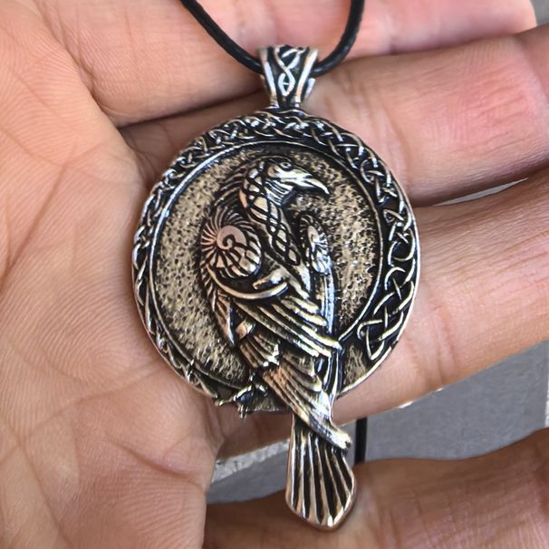 Collana con ciondolo vichingo con amuleto nordico, uccello nero, corvo celtico, accessori alla moda per uomo_voghion.com