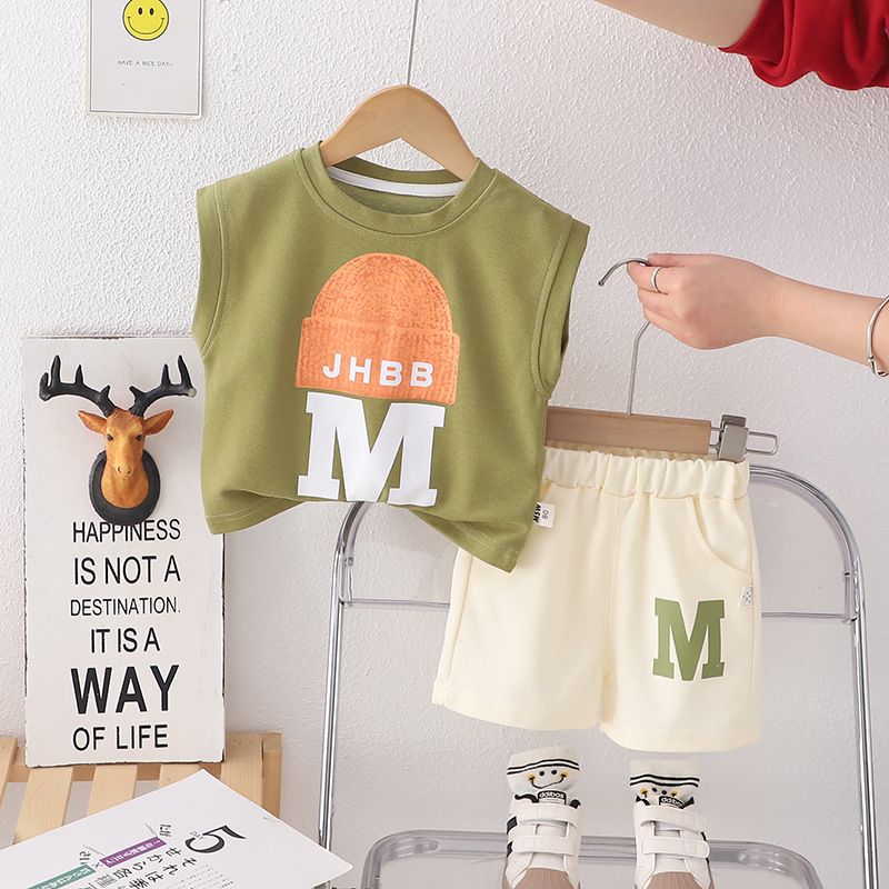 2024 Neues M-förmiges Tanktop für Jungen, zweiteiliges ärmelloses Sommerkleid für Kinder_voghion.com