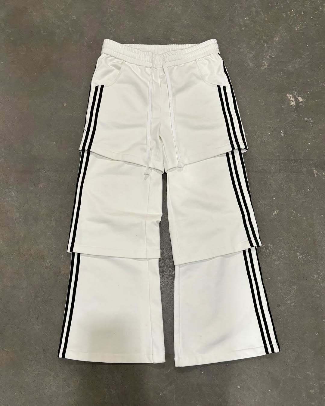 Cross Border Trend Spring And Summer Color Matching Stripes Three Bar Design Casual Stitching Contrast Color Loose Wide Leg Pants_voghion.com