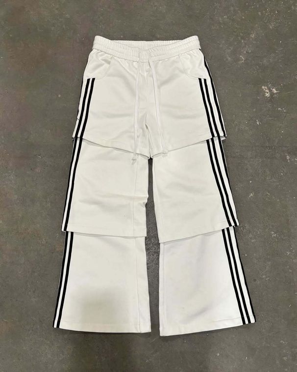 Cross Border Trend Spring And Summer Color Matching Stripes Three Bar Design Casual Stitching Contrast Color Loose Wide Leg Pants_voghion.com