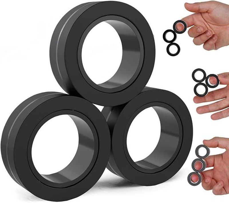 Magnetic Rings - Fidget Toys Adults - Magnetic Fidget Rings - Endless Hours Of Fun - Spin, Connect & Play - Engaging Fidget Toy For Boys & Girls - Great Teen Gift - Black_voghion.com