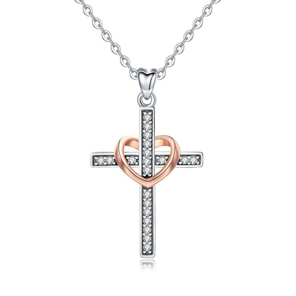 Women's Jewelry S925 Sterling Silver Cross Pendant Necklace With Zircon, Elegant And Unique Design, Layered Chain For Stylish Look_voghion.com
