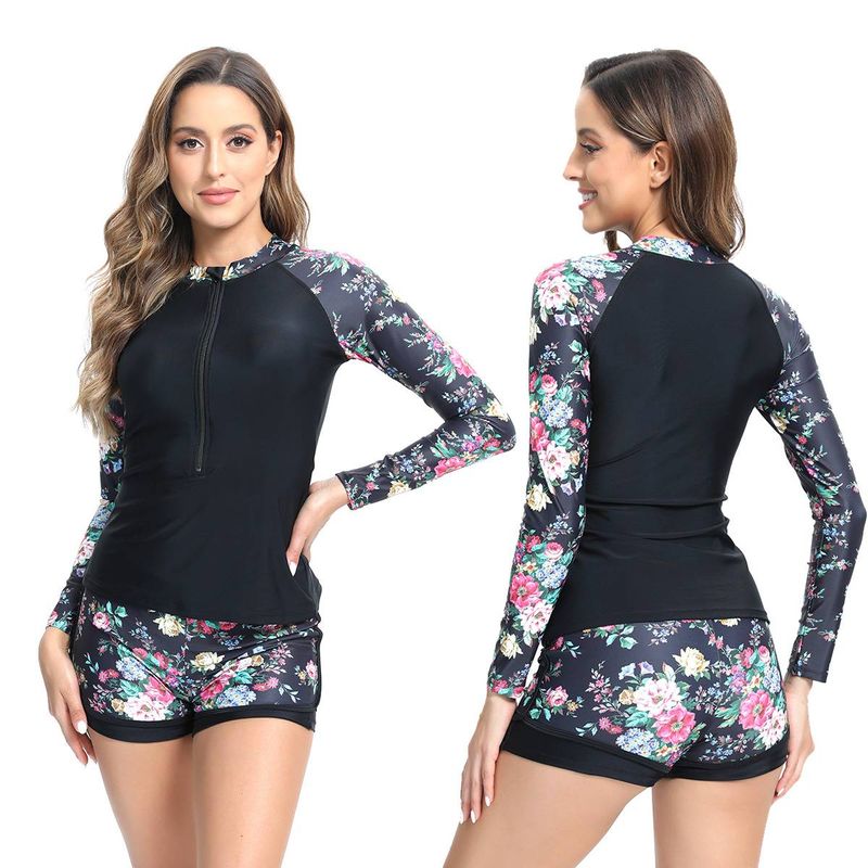 Moda europeia e americana nova corrida esportes feminino biquíni split conservador termal praia maiô_voghion.com
