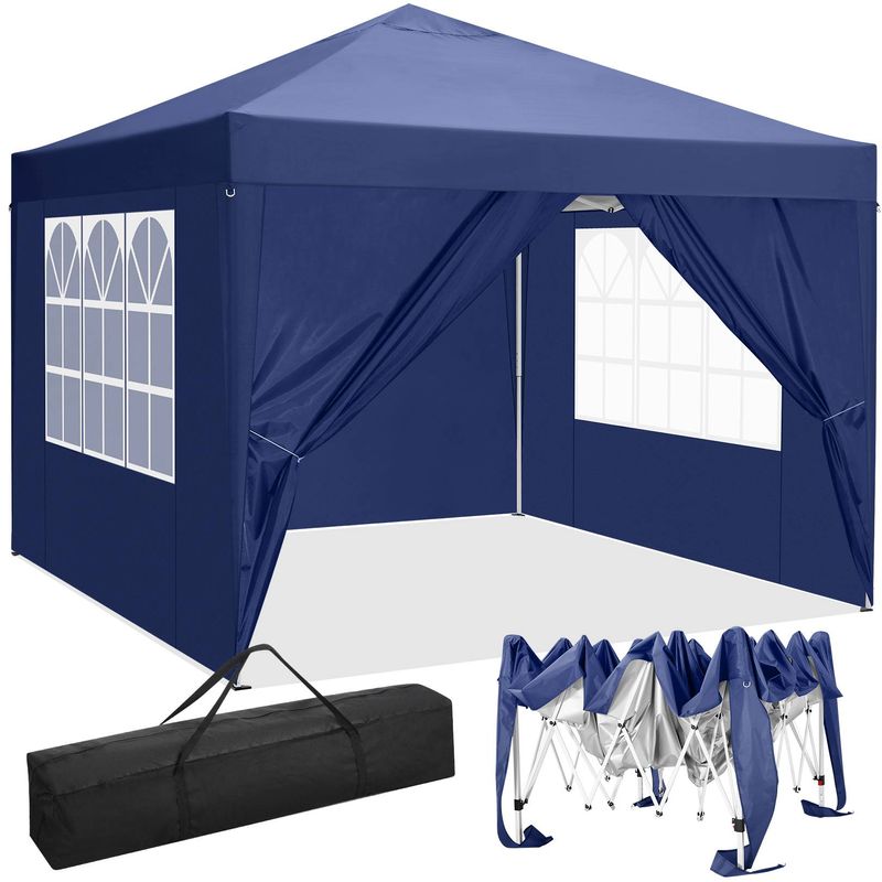 TOOLUCK 10x10ft Pop-Up-Überdachungszelt mit 4 Seitenwänden, wasserdicht, kommerzieller Sofortschutzpavillon für Partys, Hochzeiten, Innenhöfe, mit Tragetasche_voghion.com
