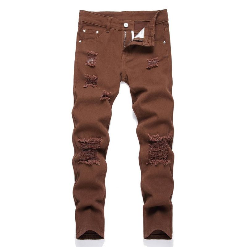 Roupas infantis Calças jeans retas sem elástico para crianças_voghion.com