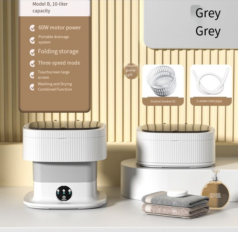 Klappwaschmaschine, 10 l, große Kapazität, tragbar, zum Waschen und Trocknen von Unterwäsche, integrierte Mini-Waschmaschine_voghion.com