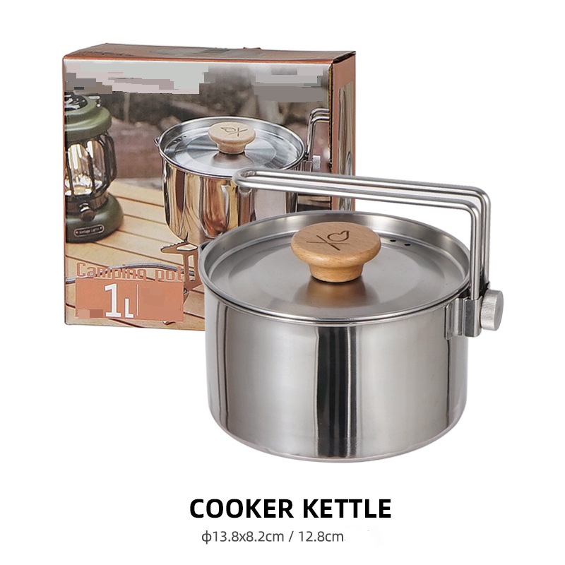 Outdoor Camping Kettle - Stainless Steel Water Boiler For Hiking Fishing & Road Trips Portable Tea/Coffee Pot With Foldable Handle​_voghion.com