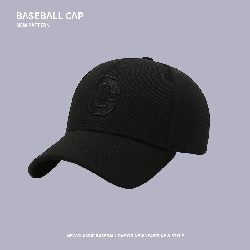 Pălărie de baseball cu litere C brodate, model la modă, cu fața în față, casual, mică, versatilă, cu cap mare și limbă de rață_voghion.com