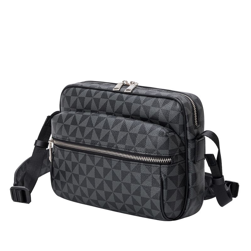 Casual Men's Crossbody 2023 New Triangle Pattern Print Small Square Ins Versatile Color-Block Messenger Bag_voghion.com