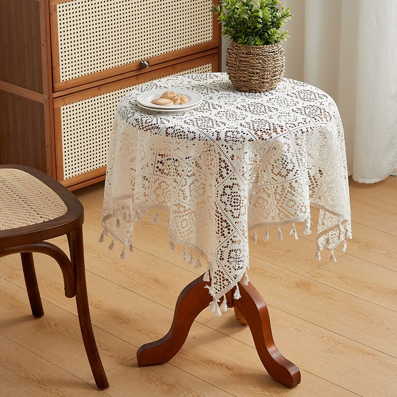 Black Vintage American Style Tablecloth - Knit Rectangular Dining Table Cover With Non-Slip & Dustproof Design_voghion.com