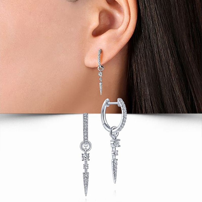 Cross long earrings personality niche men and women couple earrings hip hop street dark earrings_voghion.com