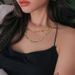 Trendy diamond studded geometric gold double layer color preserving snake bone chain Copper plated real gold K necklace for women_voghion.com