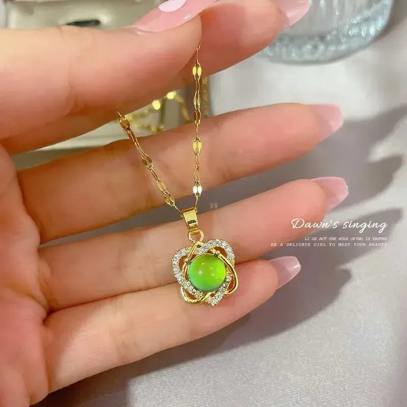 Südamemeeleoluga Davidi tähega kaelakee, värvimuutev temperatuurianduriga kristallist ripatskaelakeed, roostevabast terasest ehted_voghion.com