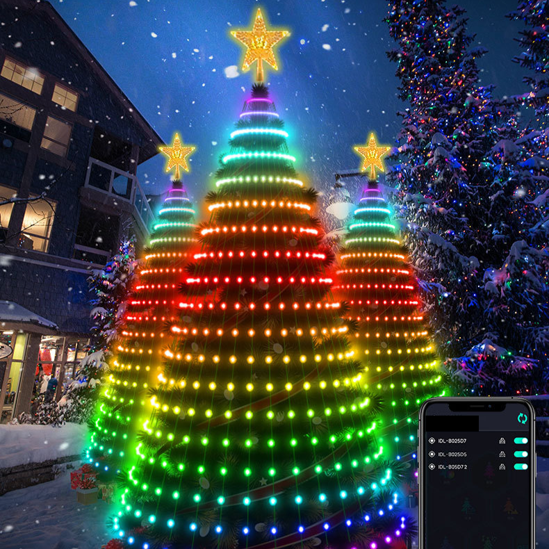 Kerstverlichting APP slimme kerstboomverlichting Bluetooth fantasie punt controle leren lijn lichtsnoer neon lichten vakantie LED_voghion.com