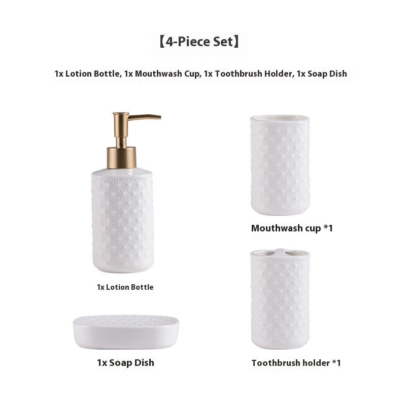 5-Piece Ceramic Bathroom Set – Minimalist Toothbrush Holder, Soap Dish & Cups For Modern Vanities (Matte White) – Stackable, Non-Slip_voghion.com