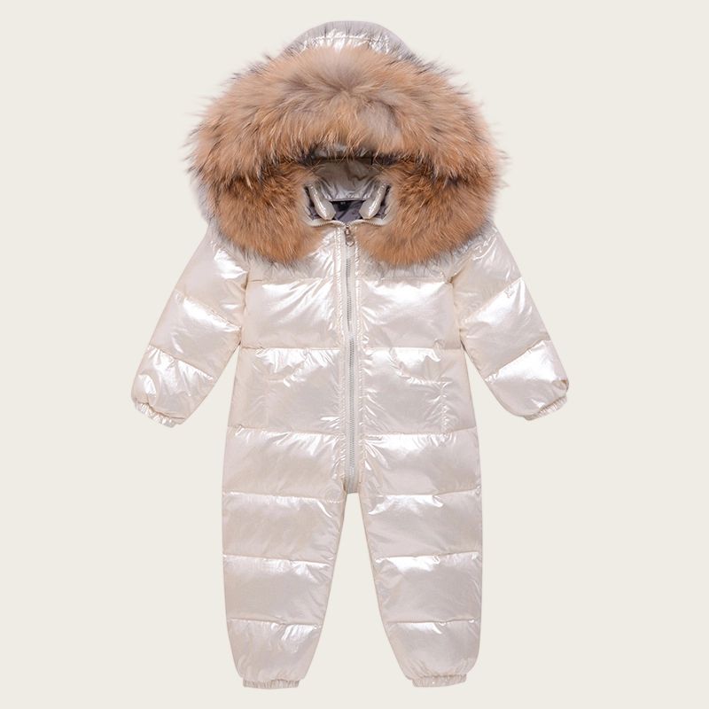 ​Baby Winter Puffer Jumpsuit - Warm & Soft Hooded Snowsuit For Boys & Girls (80-100cm, Pink/Black/Beige/Silver)​_voghion.com