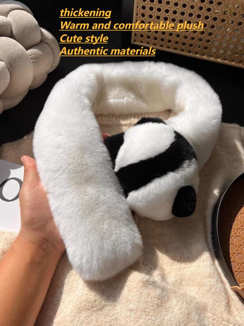 Graziosa pelliccia di coniglio di lontra, piccola sciarpa di panda, sensazione di alta qualità per l'autunno e l'inverno delle donne, calda e protettiva per il collo, spessa_voghion.com