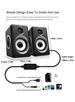 Stereo 1 pár USB+AUX drátových počítačových reproduktorů s basovou výztuhou, 4 membrány pro notebook, stolní počítač, 8W, vysoký výkon_voghion.com