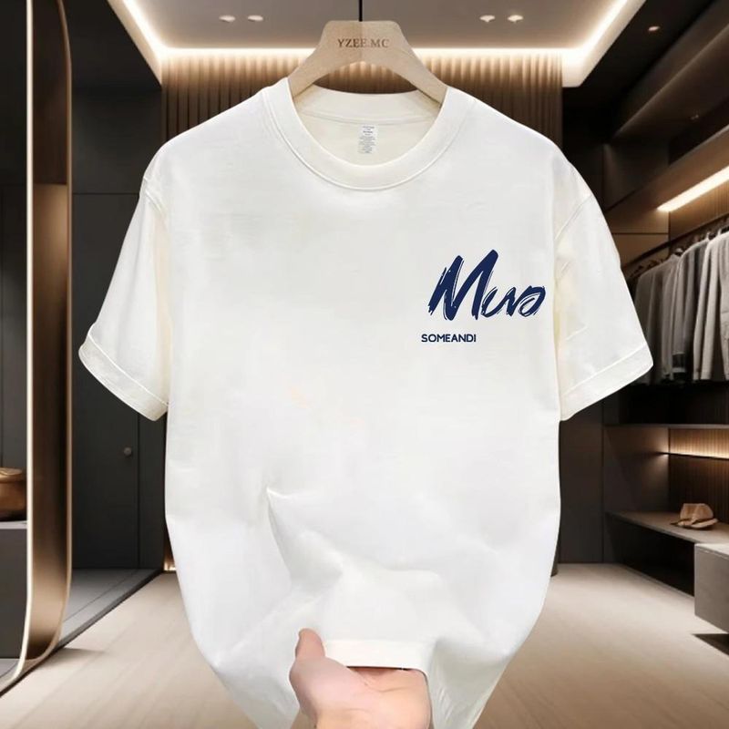 Men's clothing white all-match summer short-sleeved loose round neck men's ins all-match heavy personality thin loose_voghion.com