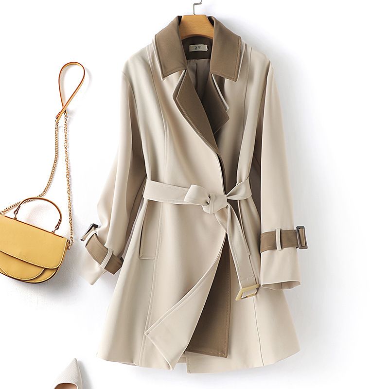 Damenbekleidung Kontrastfarbene Windjacke für Damen 2023 Frühjahr neue Mode Kontrastfarbene mittellange Windjacke Schlanke Windjacke für Damen 7747_voghion.com