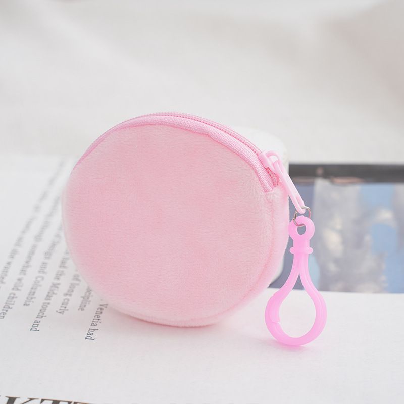 Candy Color Plush Change Bag Solid Color Wallet Round Key Bag Coin Bag_voghion.com