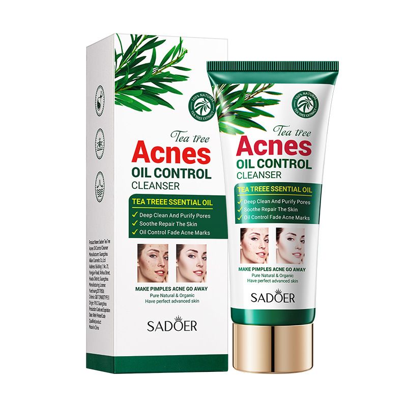 SADOER Tea Tree Oil Control in English, Gentle and Cleansing Acne Removing Student Facial Cleanser_voghion.com