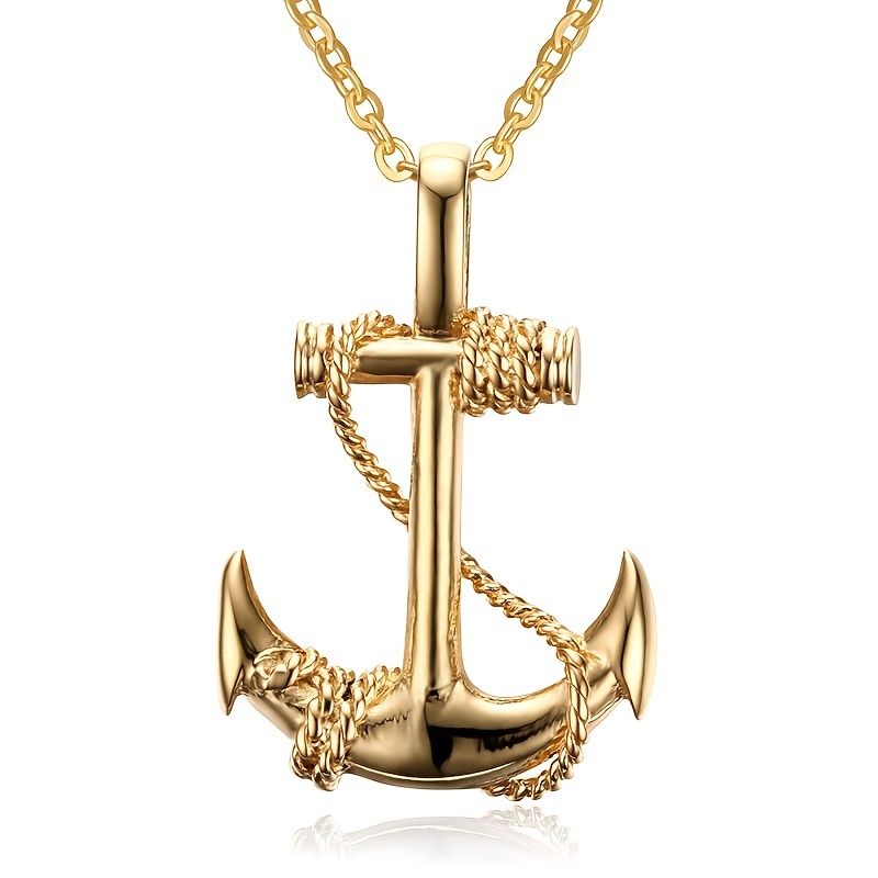 Modestil mænds ankervedhæng i rustfrit stål Pirates of The Caribbean ankerhalskæde Fødselsdagsgaver_voghion.com