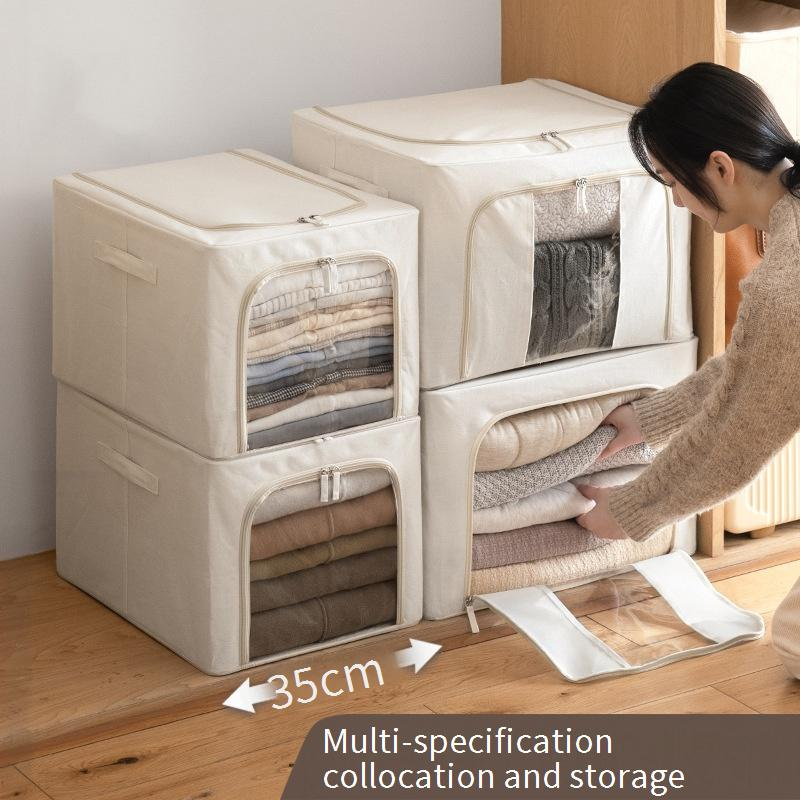 Boîtes de rangement pliables en tissu Oxford pour vêtements – Organiseur de garde-robe polyvalent avec poignées (grande capacité, respirant et résistant, pour la maison et le placard)_voghion.com