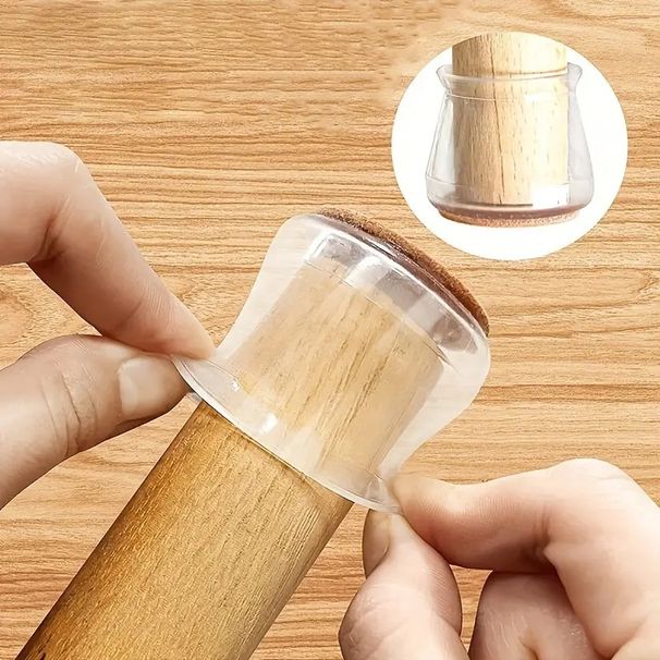 8Pcs Clear Non-Slip Chair Leg Protectors With Felt Tips & Base - Large Round Floor Protectors For Tables, Chairs, Dining Tables - Scratch-Resistant_voghion.com