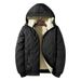 Giacca invernale con cappuccio da uomo foderata in pile - Cappotto ampio e spesso con fodera in sherpa per climi estremamente freddi (nero/grigio, disponibile in taglie forti)_voghion.com