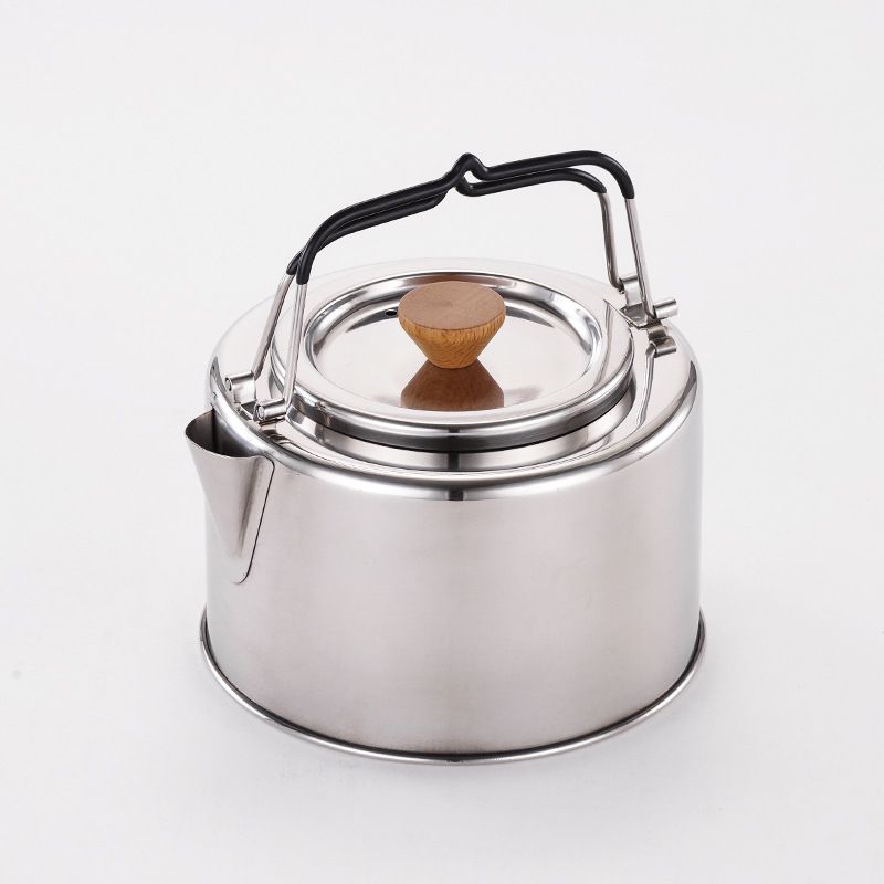 Food Grade Outdoor 304 Stainless Steel Portable Anti-scald Camping Kettle_voghion.com